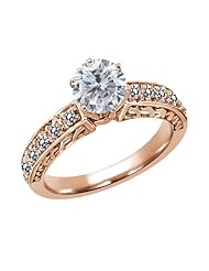 1.30 Ct Round H/I and White Diamond 925 Rose Gold Plated Silver Ring