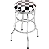 Checker Flag Double Ring and Chrome Seat Ring with Swivel Barstool