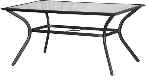 Wohnstyle – Surabaya XXL-Gartentisch Aluminium schwarz, mit schwarzem Glas, 180 x 97 cm – Alle Tischbeine verstellbar