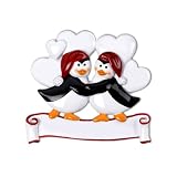 Personalized Penguin Couple Holiday Gift Expertly Handwritten Ornament