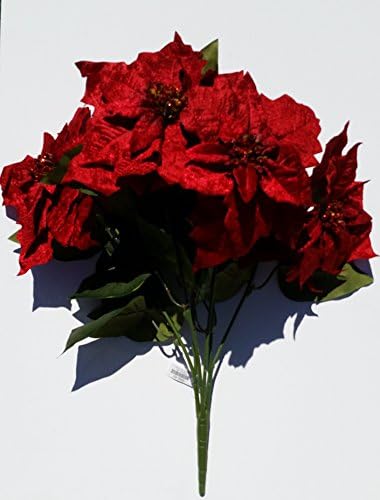 21" Artificial Velvet Christmas Poinsettia Bush