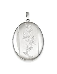 Sterling Silver Butterflies 34mm Oval Locket
