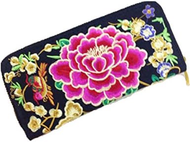 Lady Double Embroidered Printed Purse Ethnic Short Hand Folded Wallet (A)