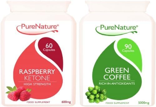 100% Pure Raspberry Ketone Highly Concentrated 600mg Per Capsule + Green Coffee Bean 5000mg Highest Available Strength Premium Uk Products 150 Capsules Suitable for Vegetarians & Vegans Free Express International Delivery