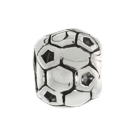 Sterling Silver Pandora Type Soccer Ball Bead Charm