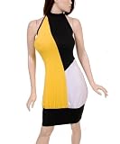 Yellow Black and White Form Fitting Dress