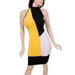 Yellow Black and White Form Fitting Dress