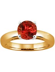 1.10 Ct Round Cognac Red SI1/SI2 Diamond 18K Yellow Gold Solitaire Ring