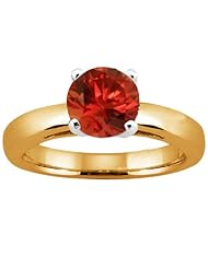 1.10 Ct Round Cognac Red SI1/SI2 Diamond 14K Yellow Gold Solitaire Ring