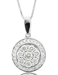 14k White Gold Circle Cluster Diamond Pendant Necklace (HI, I1-I2, 0.50 carat)
