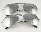 Silver Metal Aviator Sunglasses Mirrored Silver