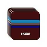 Personal Name Gift - "SABRE" Set of 4 Mini-Mousepad Coasters (blue design)