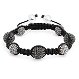 Bling Jewelry Bracelet Inspired by Shamballa Jewels Black Gunmetal Crystal Bead 10mm