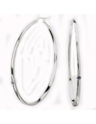 925 Sterling Silver High-Polish Finish Oval Hoop Earrings with Amethyst Accents