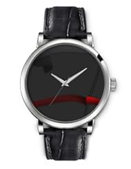 SPRAWL Aanalog Fashion Series Silver Ladies Watches of Genuine Black Leather Strap,Unique Wrist Watch for Women Girls Designed with Gray background red ribbon