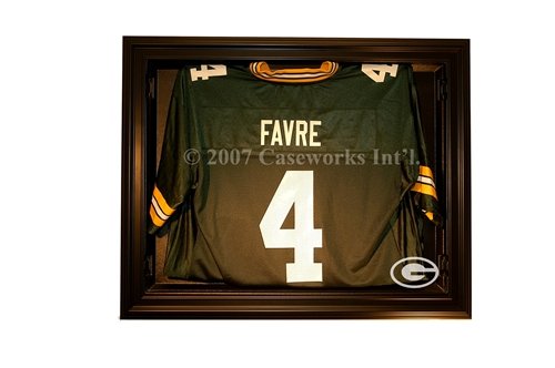 Green Bay Packers Football Jersey Display Case with Removable Face and Black Finish Frame