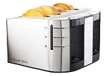 Russell Hobbs 13974 4 Slice Toaster in Brushed metal with black trim and extra wide slots