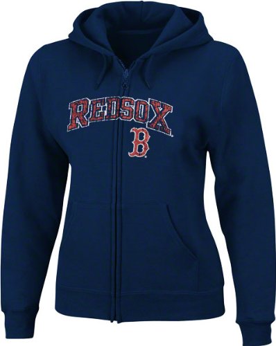 Boston Red Sox Women's Plus Size Navy Full-Zip Hooded Sweatshirt