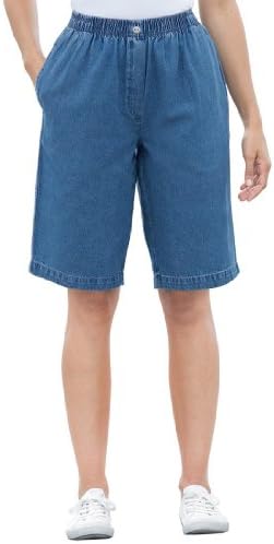 Women's Plus Size Jean shorts, in denim or twill, mock fly