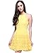 OMEYA.WANSHIDA.Women Party Flare Lace High Neck Sleeveless A-line Mini Dress