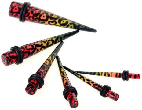 12pcs Leopard Ear Taper Stretching Kit & Plug Earring Fake Ear Expander Plugs