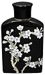 Unique Oriental Home D&eacute;cor Accessory Gift Idea - 12" Japanese White Plum Blossom on Black Porcelain Tea Caddy Jar