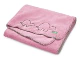Ambajam Cuddle-Up Baby Blanket, Cotton Candy Pink/Green Trim
