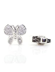 Art and Craft Supply: BEADNOVA-2pcs Silver Plated Clear White CZ Cubic Zirconia Pave Micro Setting Butterfly Beads Findings For Jewelry Making (03.Silver Butterfly)