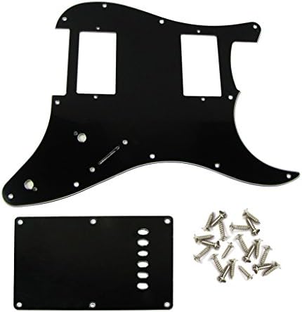 IKN HH 3Ply Black Guitar Pickguard &amp; Tremolo Cover Scratch Plate for Strats Style Guitar with Free Screws