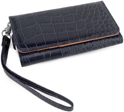 Womens Blue Crocodile Wallet Case for Apple iPhone 6