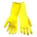 Global Glove 150F Flock Lined Latex Premium Grade Diamond Pattern Glove with Rolled Cuff and Chlorinated Liner, Chemical Resistant, Medium, Yellow (Case of 144)