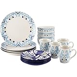 Rachael Ray Dinnerware Ikat Collection 16-Piece Set, Blue