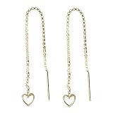 18kt Gold over Sterling Silver Open Heart Drop Earthread Earrings