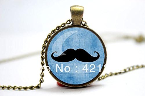 ArtShop Fashion Jewelry Moustache Necklace Hipster Jewelry Bronze Glass Cabochon Necklace 2 Christmas gift