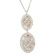 Sterling Silver Necklace Mother of Pearl White CZ Oval Pendant By Bucasi
