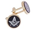 Gold plated and onyx Masonic cufflinks with presentation box. Made in the U.S.A