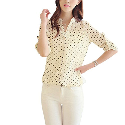 Shouhengda Women Long Sleeve Chiffon Blouse Floral Printed Button Shirts
