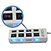ELEGIANT 4-Port USB 2.0 Hub with Individual Power Switches and LEDs For Laptop PC Black
