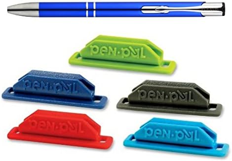 10-Pack Assorted Colors Pen Pal Pen Holders, Includes a Bonus Plexon Rollerball Pen