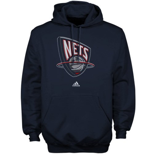 adidas New Jersey Nets Navy Blue Primary Logo Hoody Sweatshirt (Small)