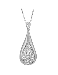 Unique Sterling Silver Cubic Zirconia Pave Pendant With 18" Chain