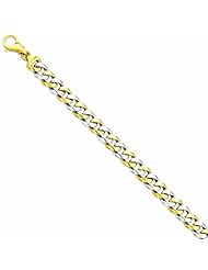 Genuine 14K Yellow Gold Two-Tone 9.75Mm Polished Fancy Link Bracelet 8.5 Inches 100% Satisfaction Guaranteed.