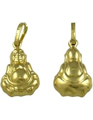 14K Solid Gold Charm Pendant Buddha 3-D 9 x 12 mm