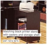 BLACK PRINTER STAND WITH CASTERS AND STORAGE SHELF
