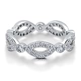 Micro Pave Clear Cubic Zirconia CZ Sterling Silver Woven Eternity Ring - Nickel Free Engagement Wedding Band Ring