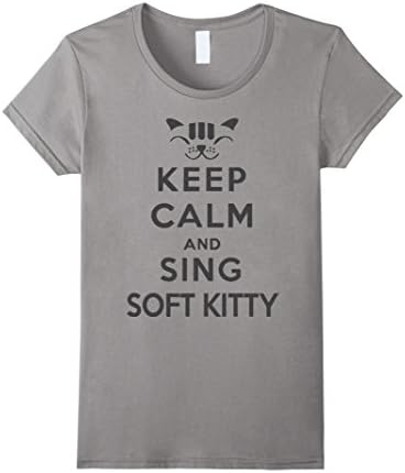 Women's Keep Calm And Sing Soft Kitty T-Shirt - Cat lover XL Slate