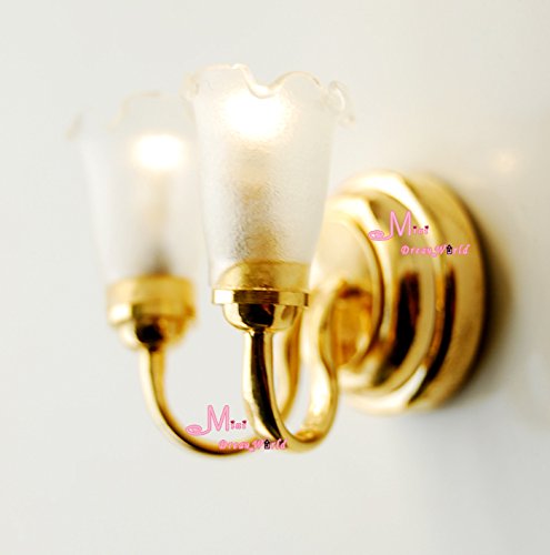 1/12 Dollhouse Miniature Self-control W/Battery WAll Double-headed LED Light