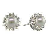 1/2 ct. tw. Diamond and Fresh Water Cultured Pearl Earrings
