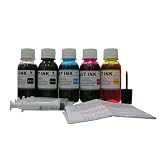 Refill Ink Kit (5x4oz Nano Dye ink+4 Syringe+1 Thumb Drill) for Lexmark #43 #44 cartridge and Lexmark Printer X4850, X4875, X4950, X4975, X6570, X6575, X7550, X7675, X9350, X9575, Z1520