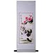 Handmade Asian Wall Art Scroll Painting On Textured Green Brocade - Cats & Spring Flowers
